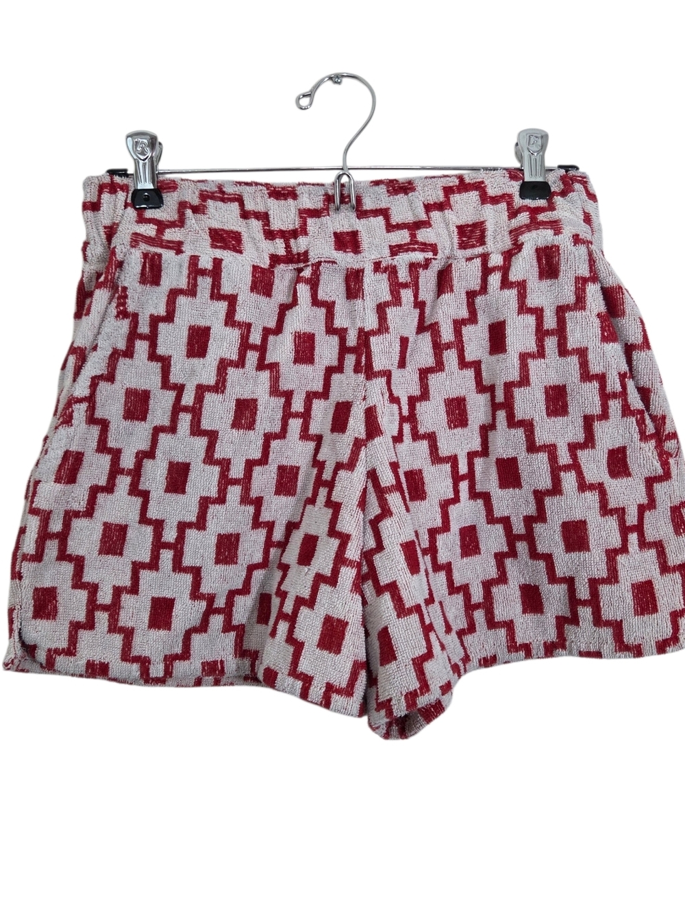 OAS Women's Machu Shorts Red White Geometric Terry Cotton Small High Rise Retro